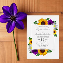 Sonnenblumen Rose Daisy Herbstblütenhochzeit Folieneinladung