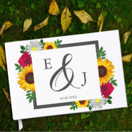 Sonnenblumen Rose Daisy Herbstblütenhochzeit Gästebuch