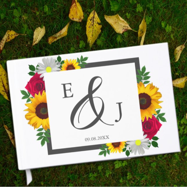 Sonnenblumen Rose Daisy Herbstblütenhochzeit Gästebuch (Von Creator hochgeladen)