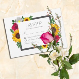 Sonnenblumen Rose Daisy Herbstblütenhochzeit RSVP Karte