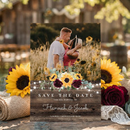 Sonnenblumen Rose Foto Stallholz Rustikale Hochzei Save The Date