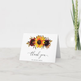 Sonnenblumen Rose Rot Lila Rustikale Hochzeit im H Dankeskarte