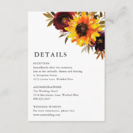 Sonnenblumen Rose Rot Lila rustikale Hochzeitsstim Begleitkarte