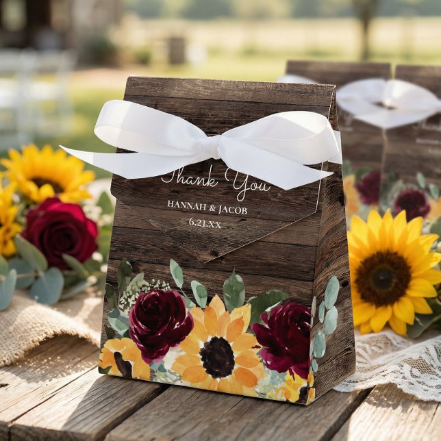 Sonnenblumen-Rose Rustikale Hochzeit Geschenkschachtel (Von Creator hochgeladen)