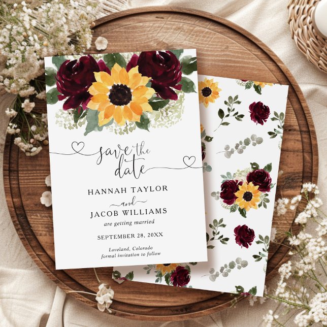 Sonnenblumen Rose Rustikale Hochzeit Save The Date (Von Creator hochgeladen)