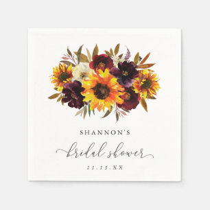 Sonnenblumen Rose Rustikaler Fall Elegantes Brautp Serviette