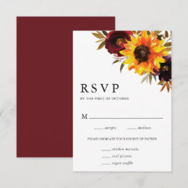 Sonnenblumen Rose Rustikales Herbstessen Hochzeit RSVP Karte