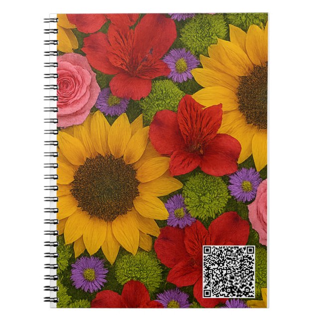 Sonnenblumen Rose Spiralgeschirr Foto Notebook Notizblock (Vorderseite)