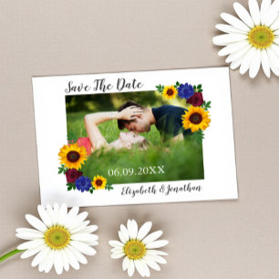 Sonnenblumen-Rosen-Blumenhochzeit Save The Date