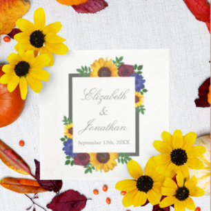 Sonnenblumen-Rosen-Blumenhochzeit Serviette