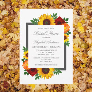 Sonnenblumen-Rosen-Herbst-Blumen-Brautparty Einladung