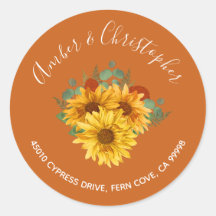 Sonnenblumen Rost Rose Hochzeitadresse Umschlag Au