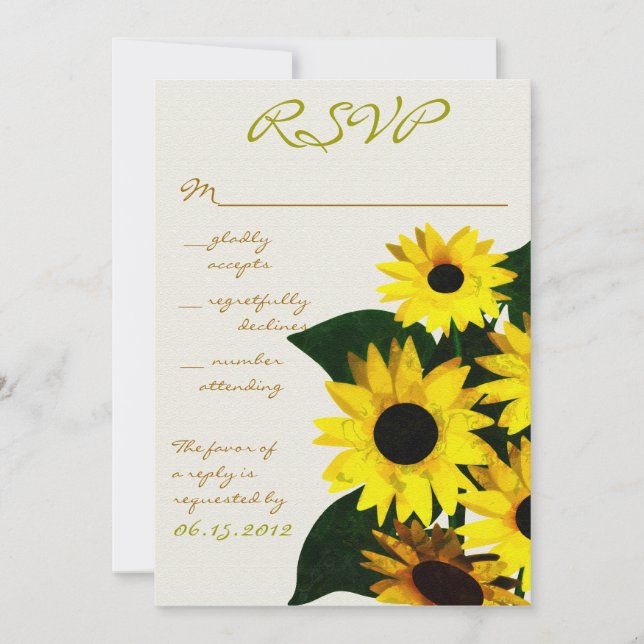 Sonnenblumen - Rsvp-Karten Einladung (Vorderseite)