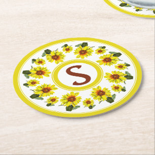 Sonnenblumen-Runde-Papierserviette Runder Pappuntersetzer