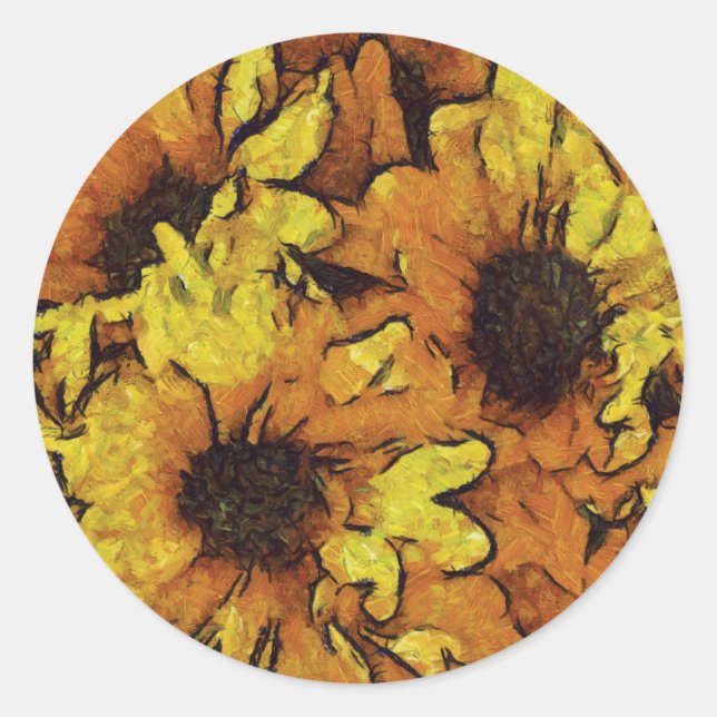 Sonnenblumen Runder Aufkleber (Vorderseite)