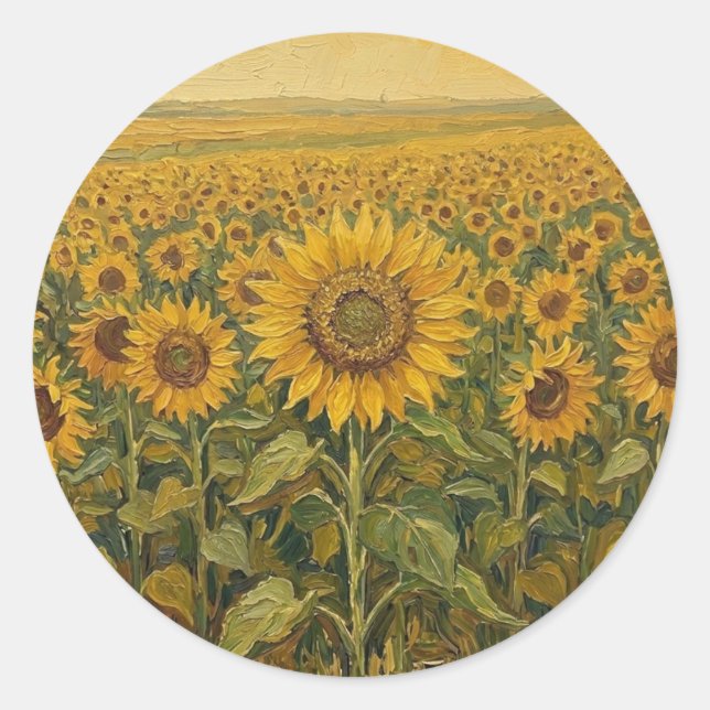 Sonnenblumen Runder Aufkleber (Vorderseite)