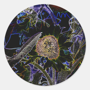 SONNENBLUMEN RUNDER AUFKLEBER