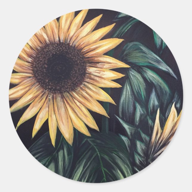 Sonnenblumen Runder Aufkleber (Vorderseite)
