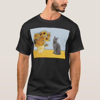 Sonnenblumen - Russische Blaue Katze T-Shirt