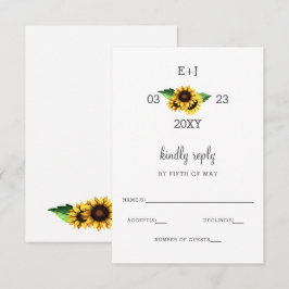 Sonnenblumen Rustic Country Chic Hochzeit RSVP Karte