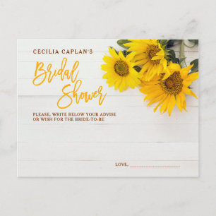 Sonnenblumen Rustic Wood Brautparty Advance Card Einladungspostkarte
