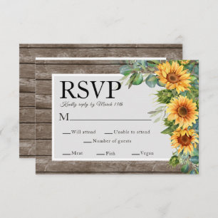 Sonnenblumen Rustic Wood Wedding Website QR Code R RSVP Karte