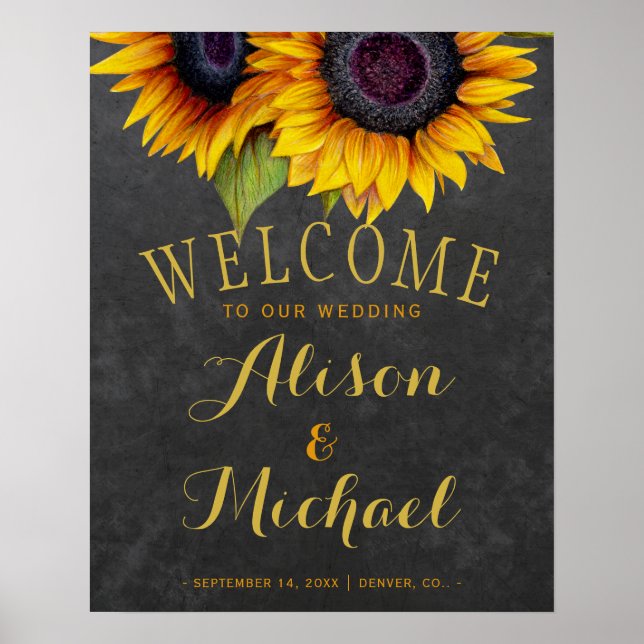 Sonnenblumen Rustikale Elegante Hochzeit im Herbst Poster (Vorne)
