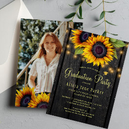 Sonnenblumen rustikale FOTO Graduierungsparty Einladung