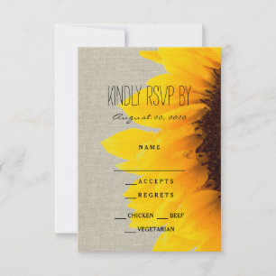 Sonnenblumen-Rustikale-Hochzeits-Antwortkarte RSVP Karte