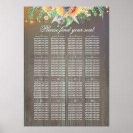 Sonnenblumen Rustikale Hochzeitssattelkarte Poster