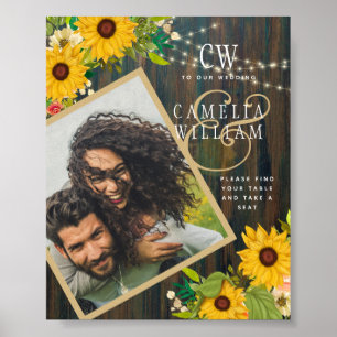 Sonnenblumen Rustikale Holz FOTO Hochzeit Save the Poster