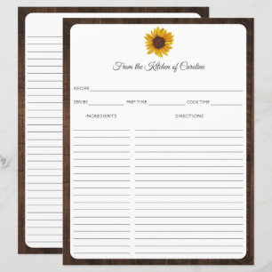 Sonnenblumen Rustikale Holz Rezeptkarten Binder Ei