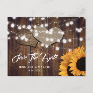Sonnenblumen-Rustikale-Landhochzeit-Save-the-Date Postkarte