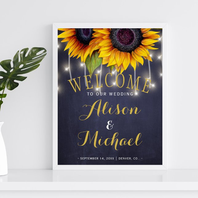 Sonnenblumen rustikale Lichter Hochzeit im Herbst  Poster (Von Creator hochgeladen)