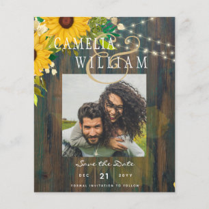 Sonnenblumen Rustikales Holz FOTO Hochzeit Save th Flyer