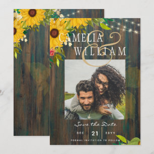 Sonnenblumen Rustikales Holz FOTO Hochzeit speiche Einladung