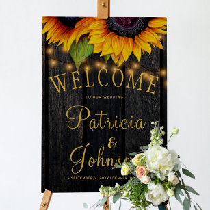 Sonnenblumen rustikales Holz Hochzeit im Herbst Be Poster
