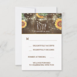 Sonnenblumen Rustikales Holz Hochzeit RSVP Karte
