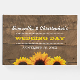 Sonnenblumen & rustikales Holzheiratsbuch Gästebuch
