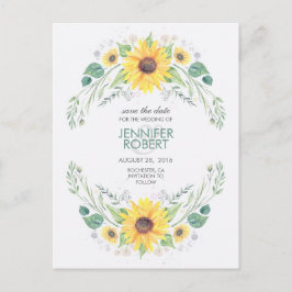 Sonnenblumen Rustikales Land Save the Date Ankündigungspostkarte