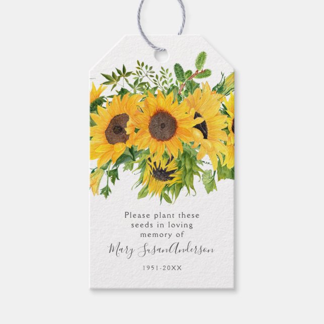 Sonnenblumen Saatpackung Gedenkfeier Beerdigung Ta Geschenkanhänger (Vorderseite)