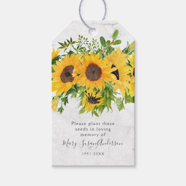 Sonnenblumen Saatpackung Gedenkfeier Beerdigung Ta Geschenkanhänger (Vorderseite)