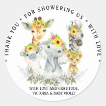 Sonnenblumen-Safari-Baby-Shower-Klassischer-Rund-A