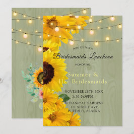 Sonnenblumen Sage Wood Lights Bridesmaids Luncheon Einladung