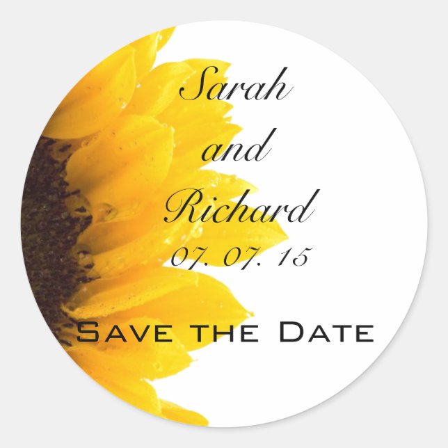 Sonnenblumen Save the Date Stickers (Vorderseite)