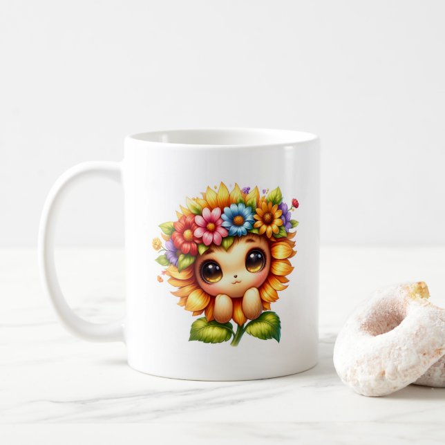 Sonnenblumen-Schatz  Kaffeetasse (Mit Donut)
