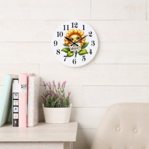 Sonnenblumen-Schatz-Wanduhr Große Wanduhr