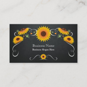 Sonnenblumen-Schiefertafel-Vintage Visitenkarte