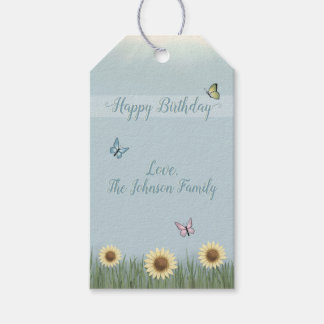 Sonnenblumen Schmetterling Alles Gute zum Geburtst Geschenkanhänger