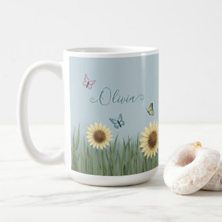 Sonnenblumen-Schmetterling-Blumen Kaffeetasse